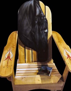 jacket and book painted on chair